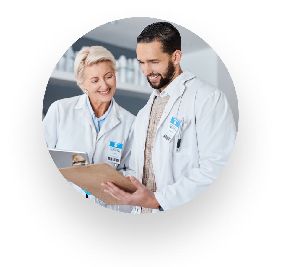 Science, research with a man and woman scientist working in a medical lab together